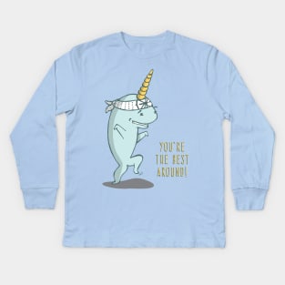 Karate Narwhal Kids Long Sleeve T-Shirt